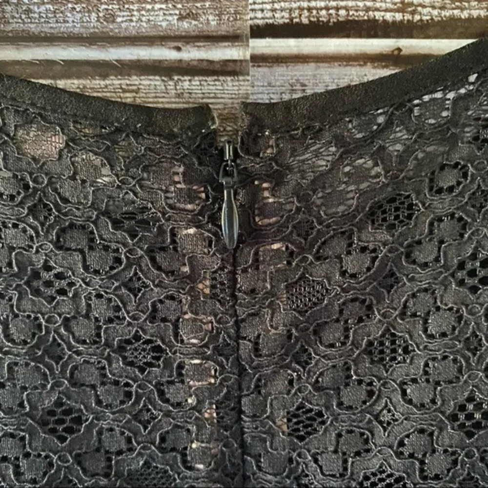 LOFT Cold-Shouldered Black Lace Lined‎ Dress Size 8
